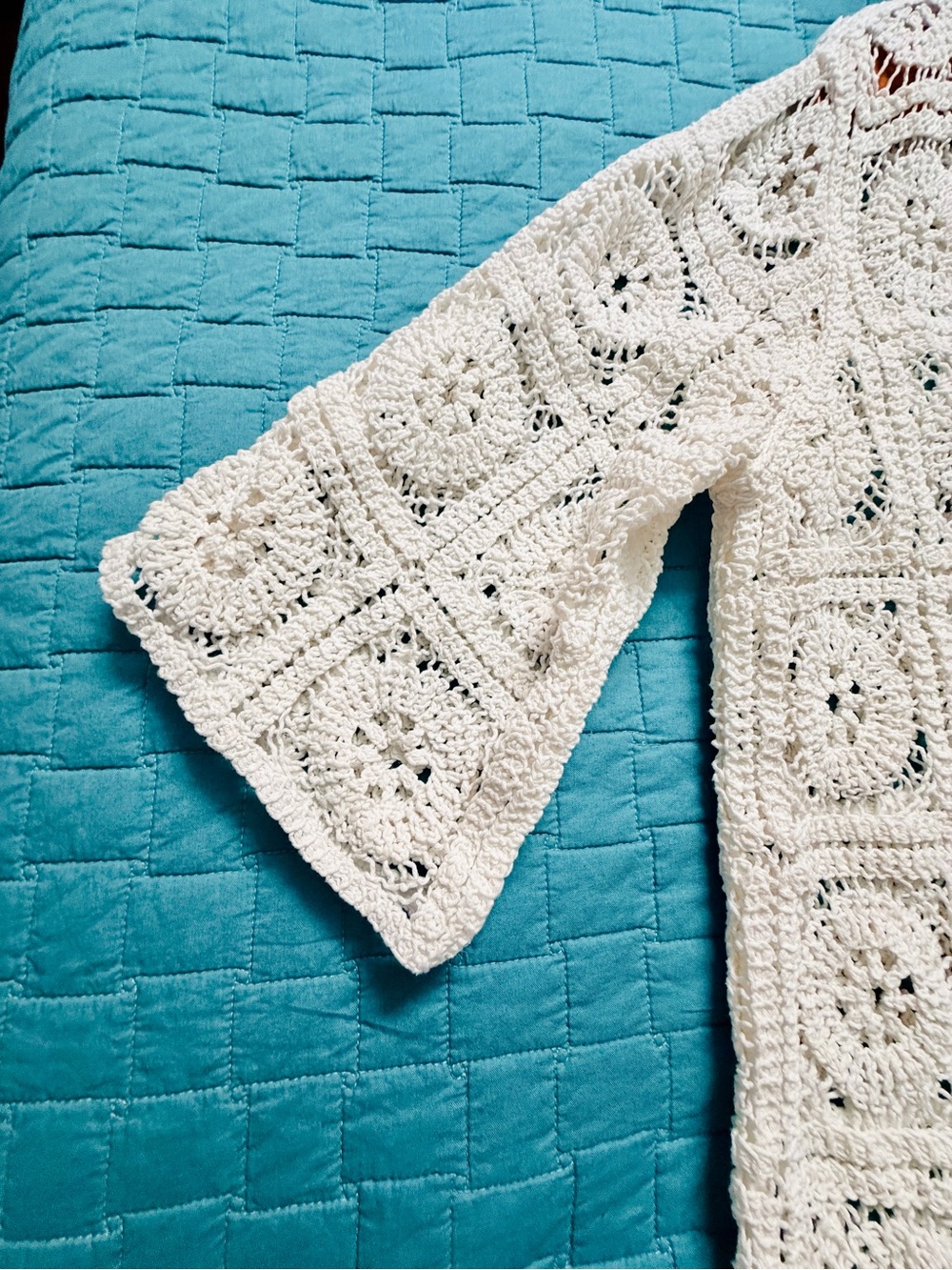 Solitaire Cream Crochet Cover-Up Cardigan / Boho - Coastal - Eclectic